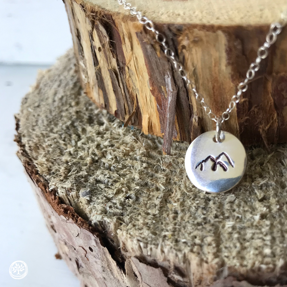 Mountains Stamped (1/2" Charm) Sterling Silver Necklace